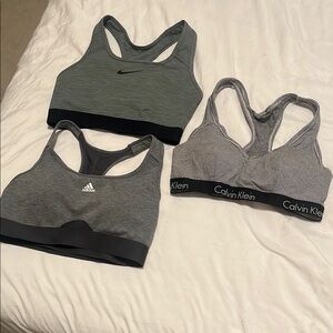 Nike, Adidas, and Calvin Klein Sports Bras - Gray and Black